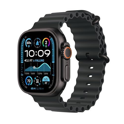apple watch ultra 2 [gps + cellular 49mm] smartwatch, sport watch with black titanium case with black ocean band fitness tracker, precision gps, action button, extra long battery life