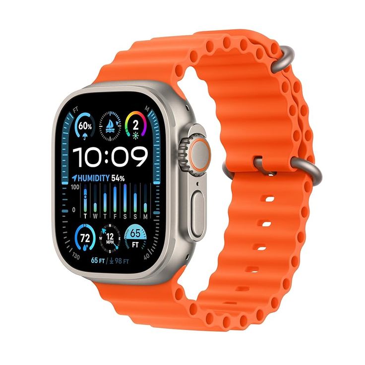 apple watch ultra 2 [gps + cellular 49mm] smartwatch with rugged titanium case & orange ocean band fitness tracker, precision gps, action button, extra long battery life, bright retina display